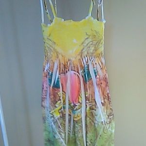 Tattoo tattoo brand tube dress yellow and green